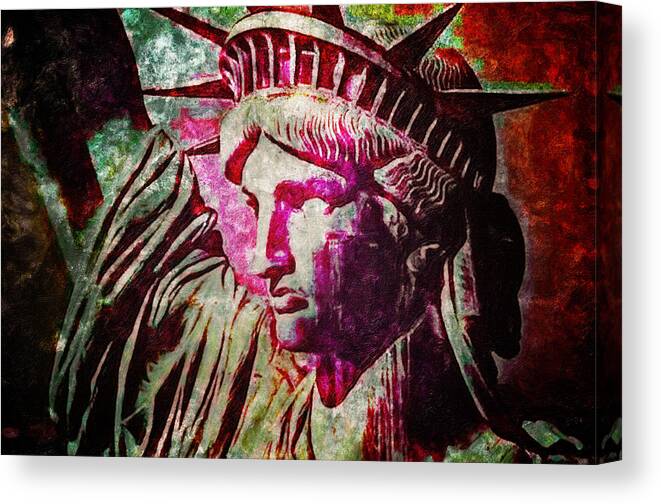 Statue Liberty Poster Canvas Print featuring the painting Statue Liberty by MotionAge Designs