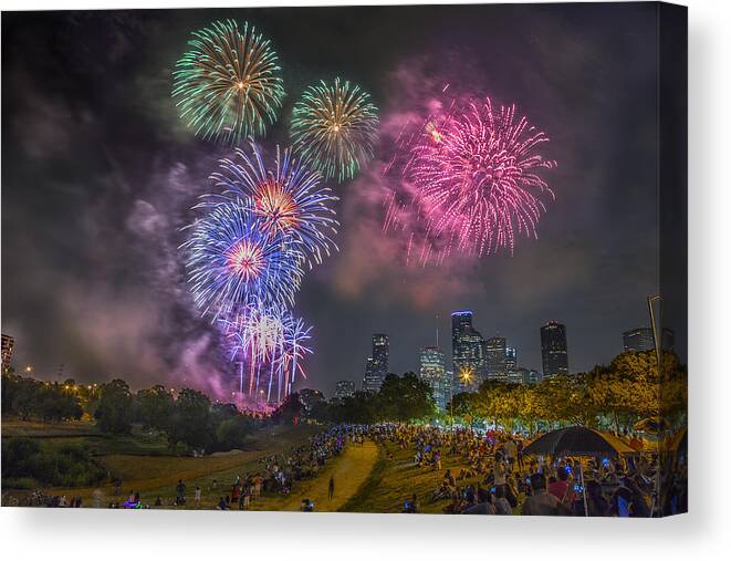 4th Canvas Print featuring the photograph 4th of July in Houston Texas by Micah Goff