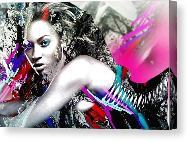 Beyonce Canvas Print featuring the painting Beyonce #5 by Bogdan Floridana Oana