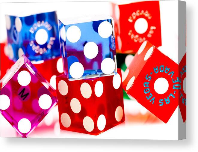 Las Vegas Canvas Print featuring the photograph Colorful Dice #5 by Raul Rodriguez