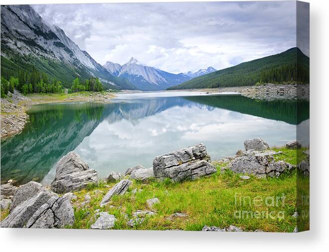 Jasper Canvas Print featuring the photograph Mountain lake in Jasper National Park 1 by Elena Elisseeva