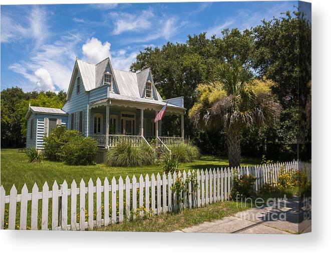 Cottage Canvas Print featuring the photograph Sullivan's Island Tin Roof Story Book Cottage by Dale Powell
