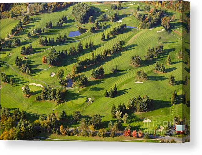 New England Canvas Print featuring the photograph Aerial image of a golf course. #6 by Don Landwehrle