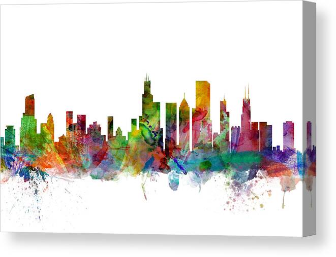 #faatoppicks Canvas Print featuring the digital art Chicago Illinois Skyline #6 by Michael Tompsett