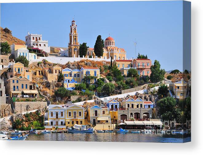 Symi Canvas Print featuring the photograph Colorful Symi #6 by George Atsametakis
