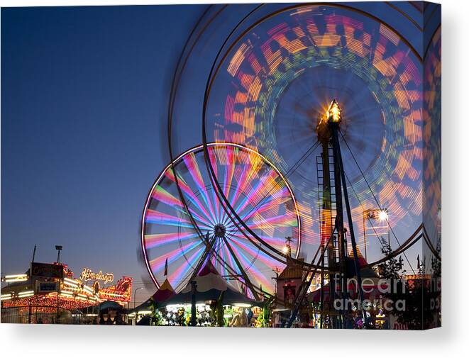 Americana Canvas Print featuring the photograph Evergreen State Fair with ferris wheel #6 by Jim Corwin