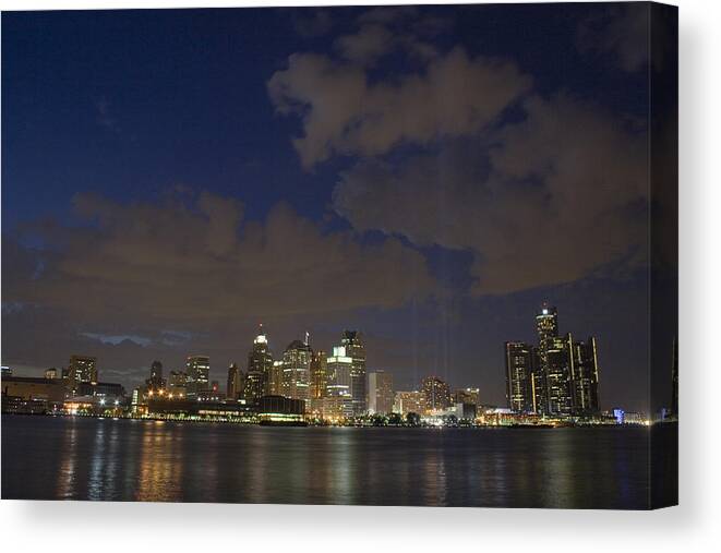 Detroit Canvas Print featuring the photograph Detroit Skyline #65 by Gary Marx