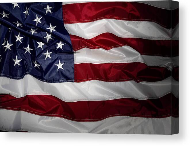 American Flag Canvas Print featuring the photograph American flag 52 by Les Cunliffe