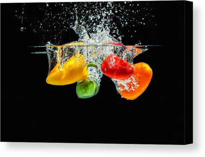 Agriculture Canvas Print featuring the photograph Splashing Paprika by Peter Lakomy