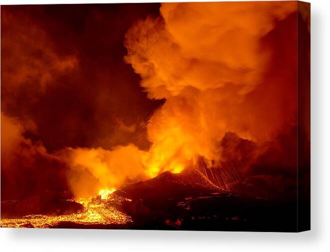 Feb0514 Canvas Print featuring the photograph Tolbachik Volcano Erupting Kamchatka #8 by Sergey Gorshkov