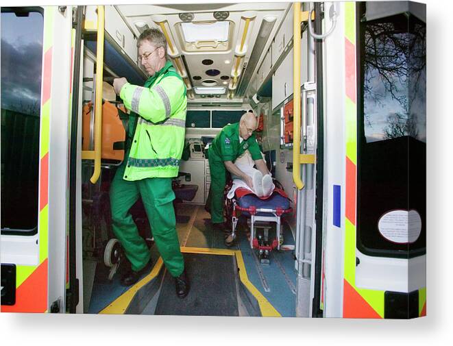 Stretcher Canvas Print featuring the photograph Ambulance Transportation #9 by Gustoimages/science Photo Library