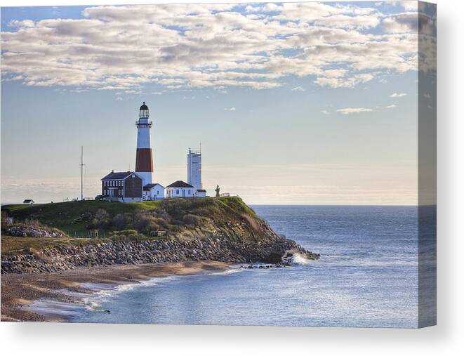 Montauk Canvas Print featuring the photograph A Beacon on the Hill by Mike Lang