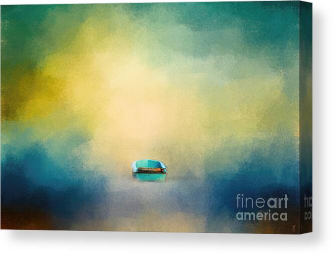 Abstract Canvas Print featuring the photograph A Little Blue Boat by Jai Johnson