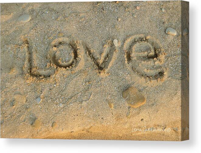 Love Canvas Print featuring the photograph A Message In The Sand by Lena Wilhite