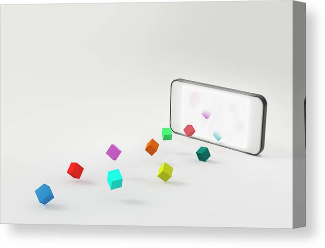 Creativity Canvas Print featuring the photograph A Smartphone And A Block by Yagi Studio