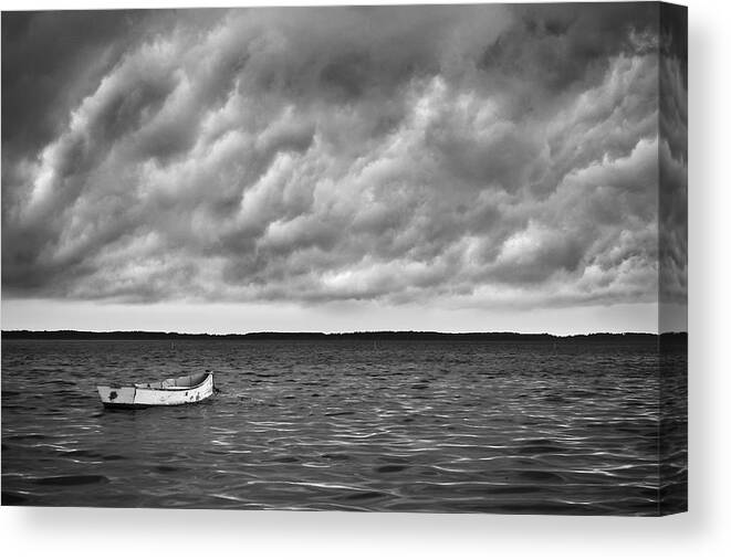 Black And White Canvas Print featuring the photograph A Storm Approaches Harkers Island by Bob Decker