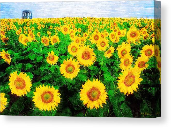 Sunflower Canvas Print featuring the painting A Sunny Day with Vincent by Sandy MacGowan