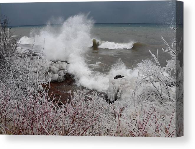 Lake Superior Canvas Print featuring the photograph A Superior Storm by Sandra Updyke