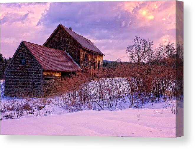 Winter Canvas Print featuring the photograph Abandoned Farmhouse Winter by Jeff Sinon