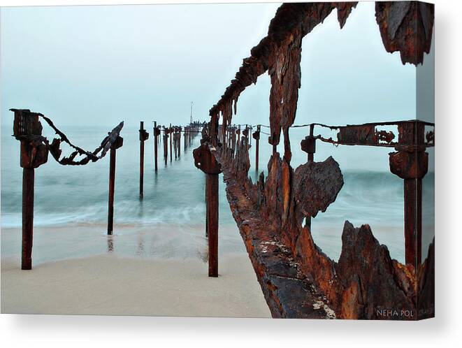 Tranquility Canvas Print featuring the photograph Abandoned Pier Alleppey Beach by Unwind