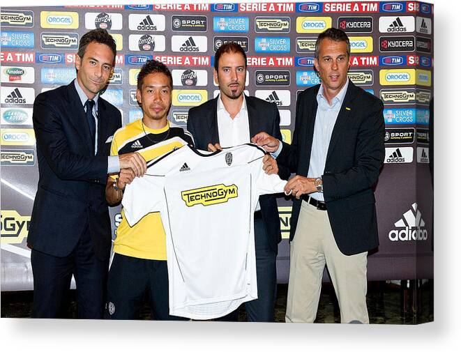 Soccer Uniform Canvas Print featuring the photograph AC Cesena Unveils New Uniform by Roberto Serra
