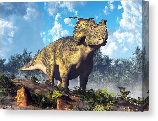 Achelousaurus Canvas Print featuring the digital art Achelousaurus by Daniel Eskridge