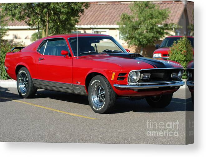 Action Photo Canvas Print featuring the photograph Action Photo Original Prints Vintage Muscle Cars 1970 Ford Mustang by Action