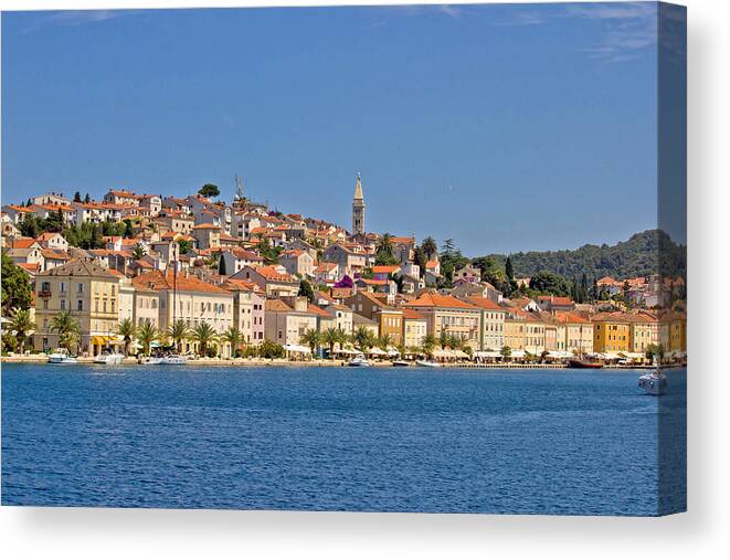 Croatia Canvas Print featuring the photograph Adriatic Town of Mali Losinj view from sea by Brch Photography