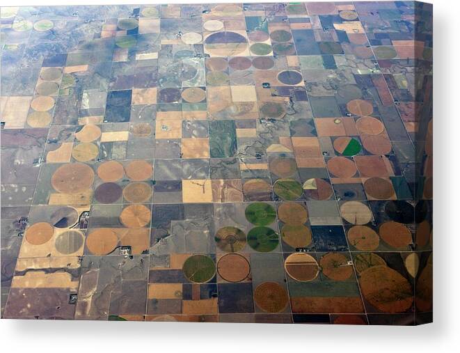 Midwest Canvas Print featuring the photograph Aerial View Of Agriculture In The Usa by Peter Menzel