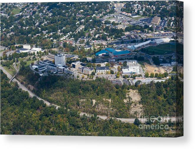 Aerials Canvas Print featuring the photograph aerials of WVVU campus by Dan Friend