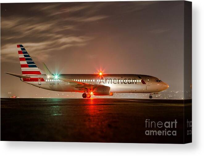 Boeing. 737 Canvas Print featuring the photograph After Hours by Alex Esguerra