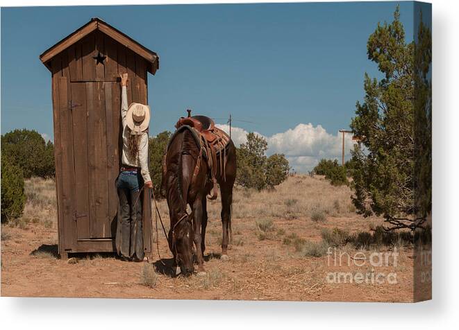 Western Canvas Print featuring the photograph After the Ride by Sherry Davis