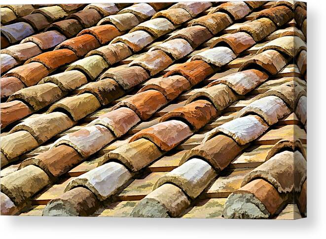Abstract Canvas Print featuring the photograph Aged Terracotta Roof Tiles by David Letts