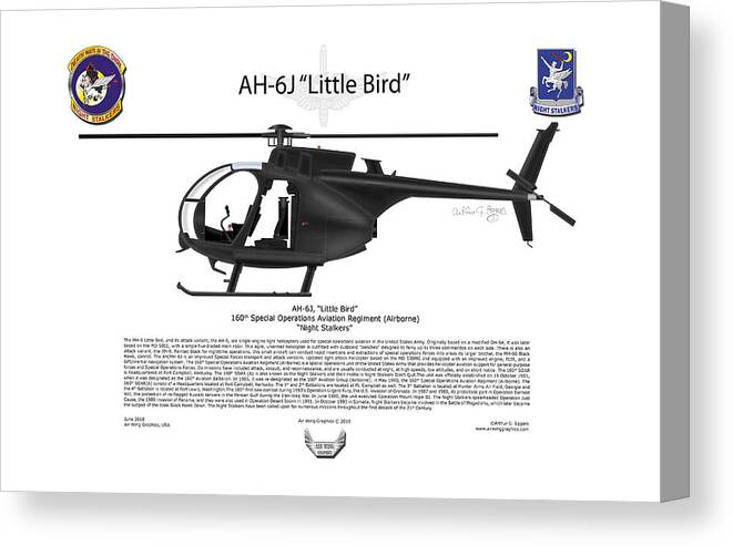 Helicopter Canvas Print featuring the digital art AH-6J Little Bird by Arthur Eggers