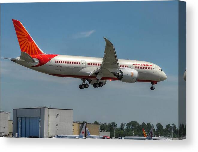 Boeing Canvas Print featuring the photograph Air India 787 by Jeff Cook