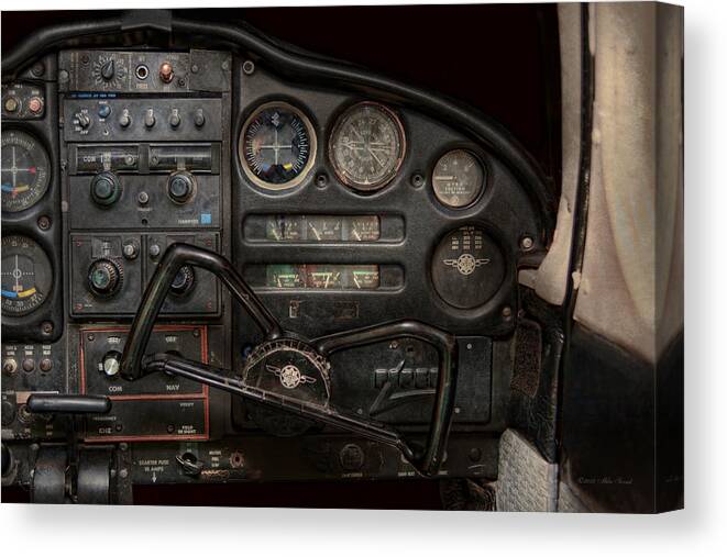 Piper Canvas Print featuring the photograph Airplane - Piper PA-28 Cherokee Warrior - A warriors view by Mike Savad