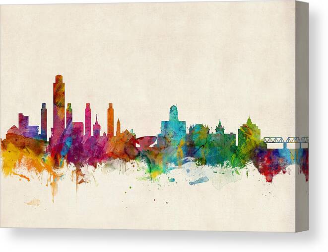 City Canvas Print featuring the digital art Albany New York Skyline by Michael Tompsett