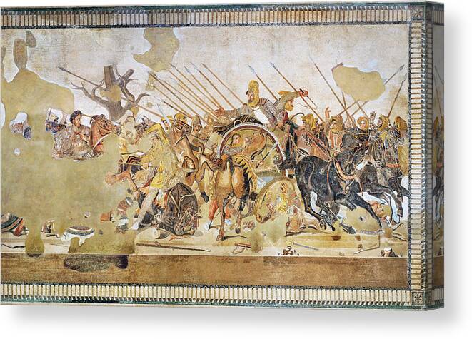 Unknown Canvas Print featuring the painting Alexander Mosaic. Battle of Issus Mosaic by Unknown