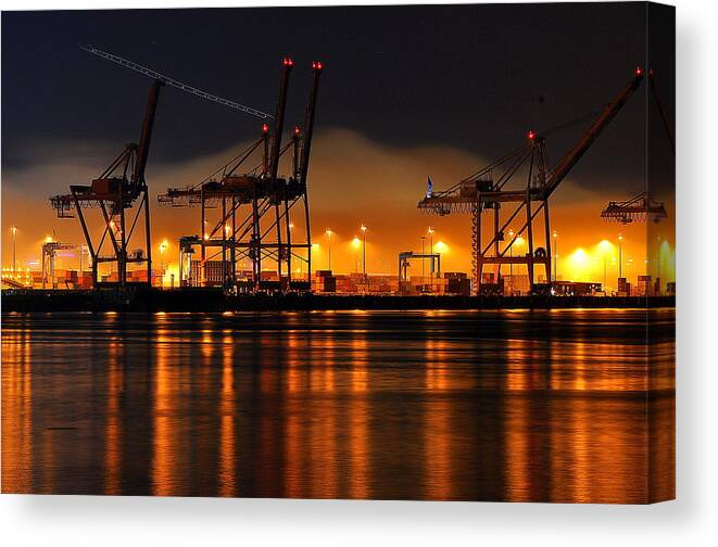 Port Canvas Print featuring the photograph All Dressed Up in Fog and Light by Donna Read