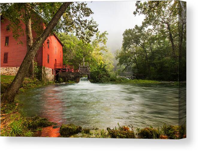 America Canvas Print featuring the photograph Alley Spring Grist Mill Waterfall and Lake by Gregory Ballos