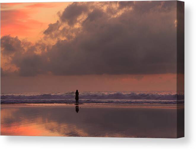 Sunset Canvas Print featuring the photograph Alone At Sunset I by Marco Oliveira