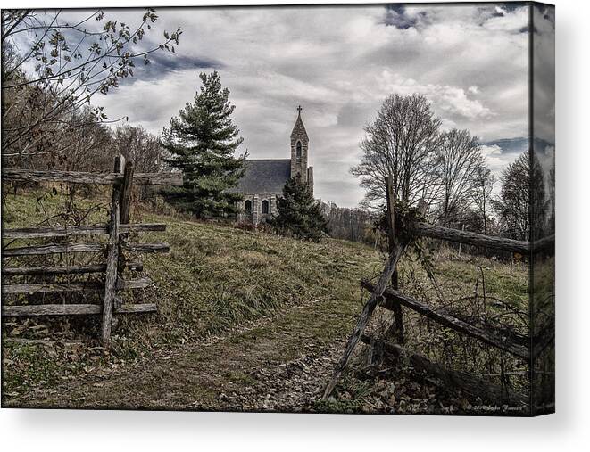 Church Canvas Print featuring the photograph Along the Path by Erika Fawcett