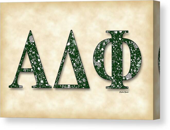 Alpha Delta Phi Canvas Print featuring the digital art Alpha Delta Phi - Parchment by Stephen Younts