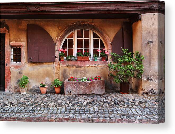 Alsace Canvas Print featuring the photograph Alsatian Home in Kaysersberg France by Greg Matchick