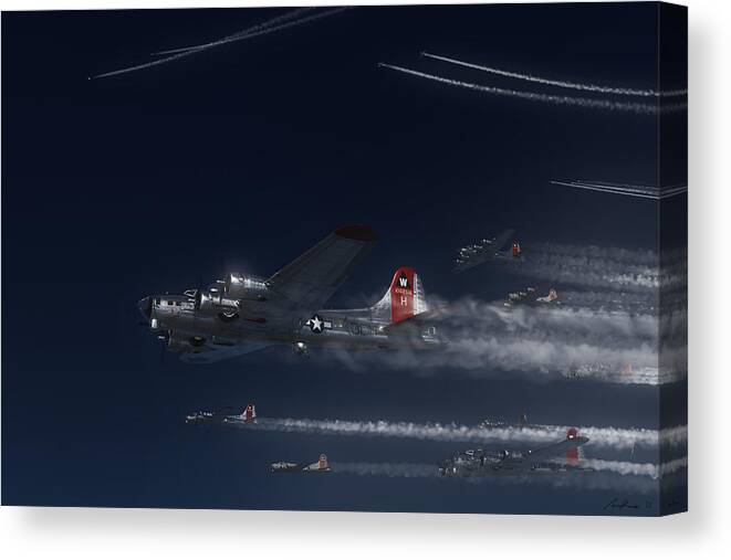 B-17 Canvas Print featuring the painting Aluminum Overcast Enroute by Adam Burch