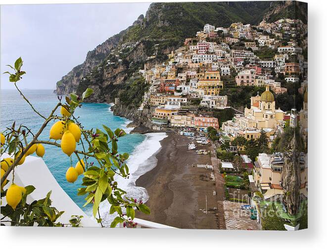 Positano Canvas Print featuring the photograph Amalfi Coast Town by George Oze