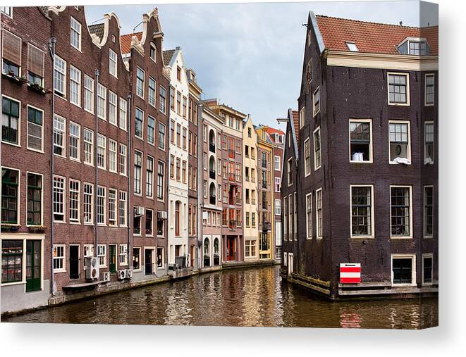 Amsterdam Canvas Print featuring the photograph Amsterdam Canal Houses by Artur Bogacki