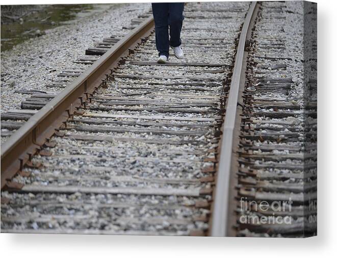 An Inspection Failure Of Train Tracks Canvas Print featuring the photograph An Inspection Failure Of Train Tracks 1 by Paddy Shaffer
