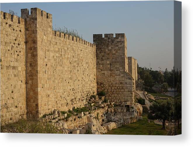 Walls Canvas Print featuring the photograph Ancient walls of Jerusalem by Rita Adams