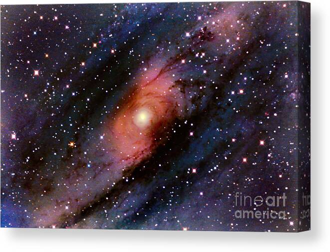 Science Canvas Print featuring the photograph Andromeda Spiral Galaxy With Central by John Chumack